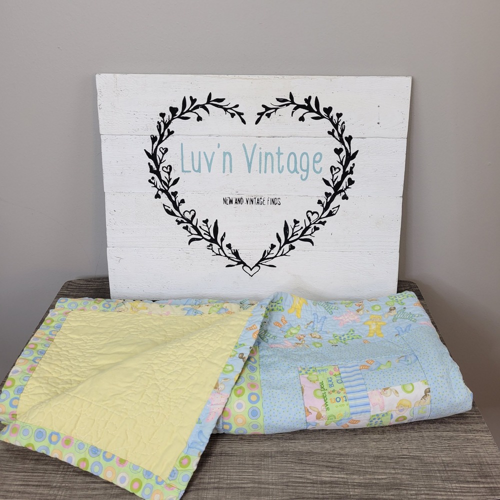 Handmade Baby Quilt Pastel Colors Patchwork Nursery‎ Decor Play Mat Blanket